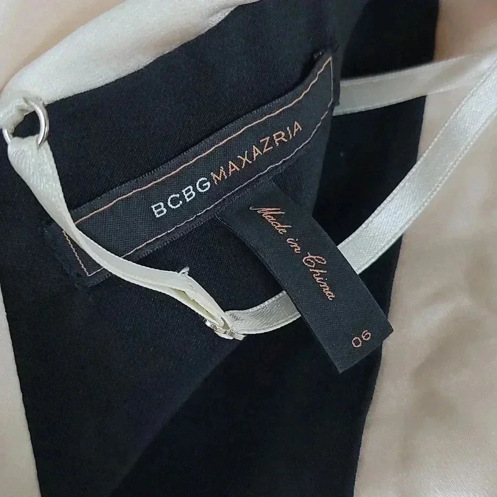 BCBG MAXAZRIA SILK BLACK AND BEIGE COCKTAIL DRESS - Picture 9 of 9